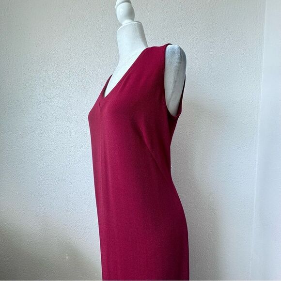Susan Graver Sleeveless Dress Midi Style Passport Burgundy Size Small - Picture 3 of 11